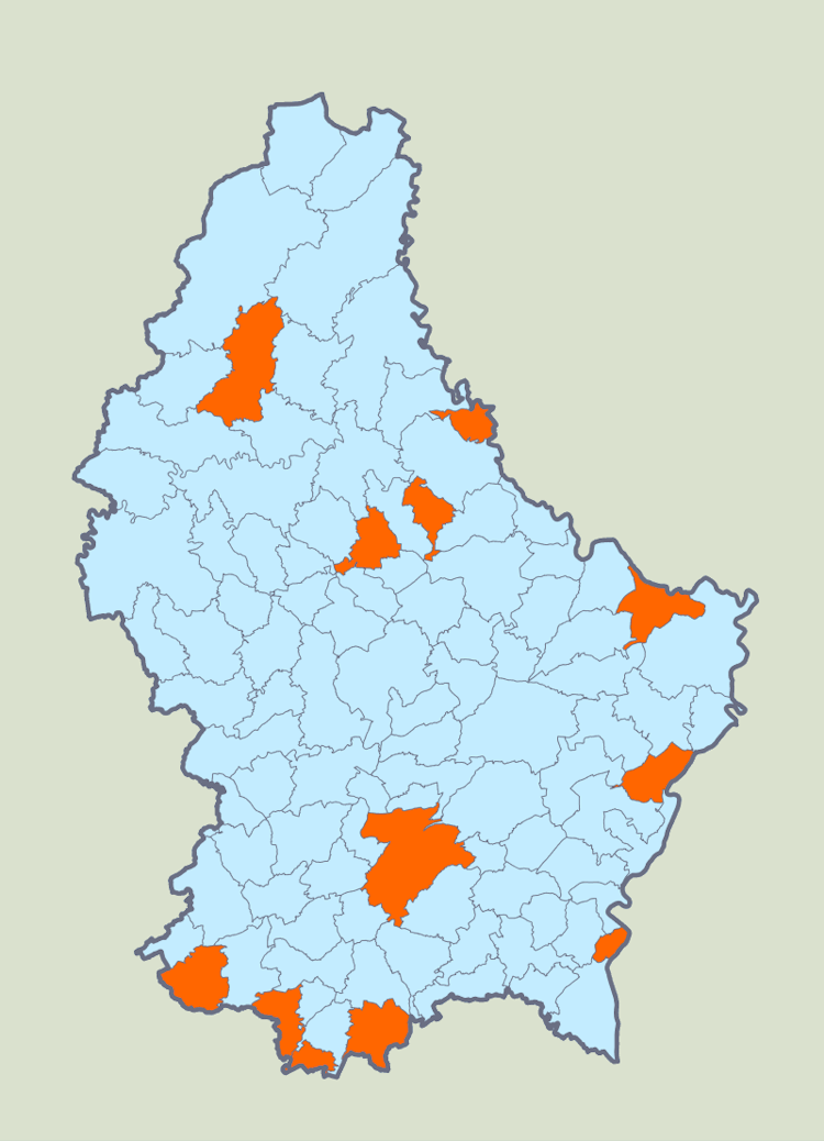 12 городов-коммун Люксембурга. Источник: Википедия