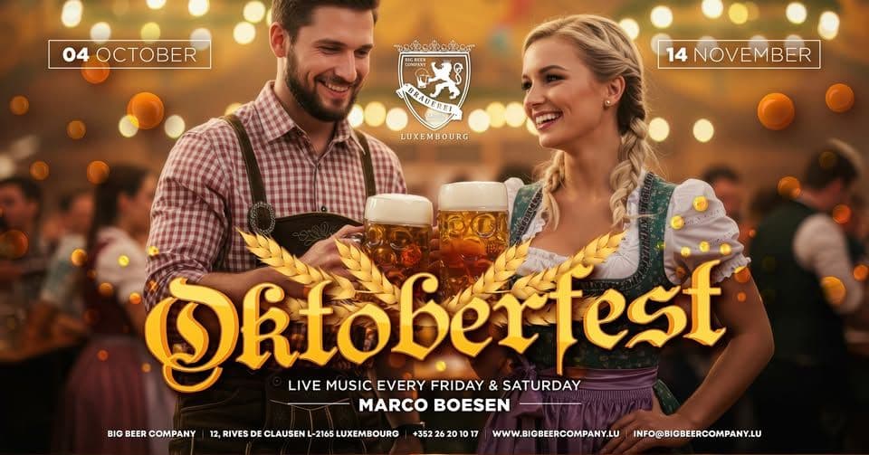 OKTOBERFEST 2025 • LIVE MUSIC FEATURING MARCO BOESEN • BIG BEER COMPANY LUXEMBOURG
