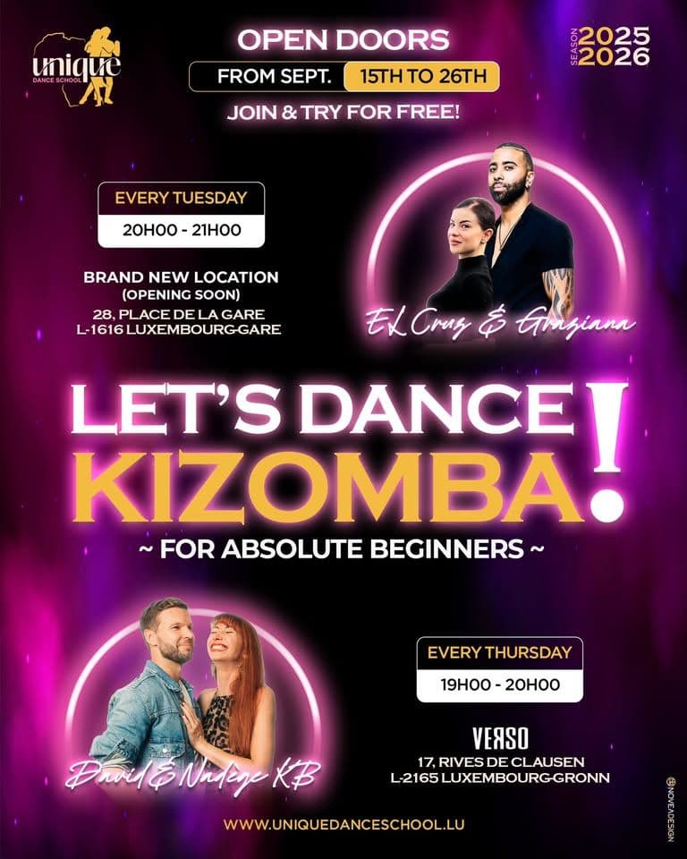 Join for Free | New Kizomba/Urban Kiz Season for Complete Beginners on Tuesdays and Thursdays