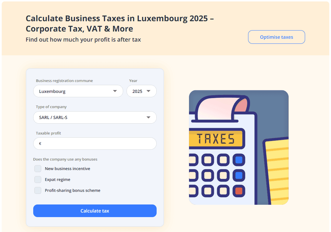 Tax calculator in Luxembourg