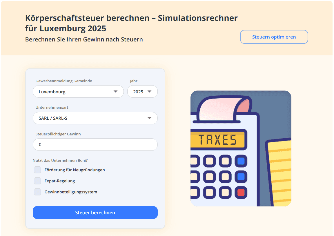Tax calculator in Luxembourg