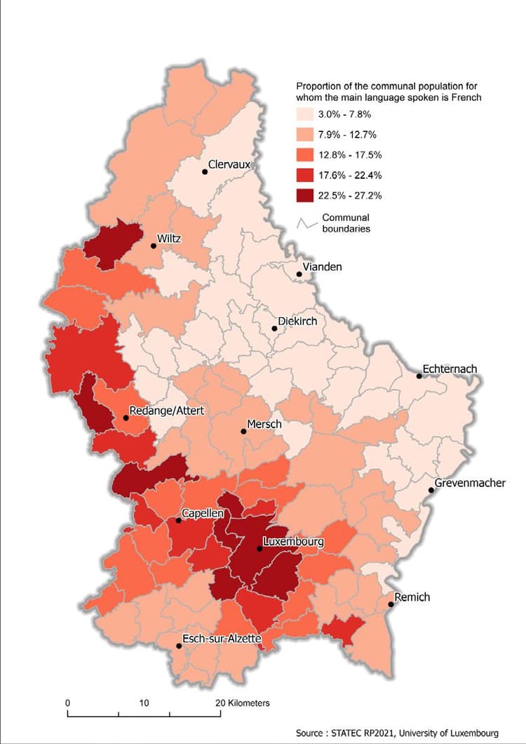 Französisch als Hauptsprache, Quelle: Statitstiques.lu