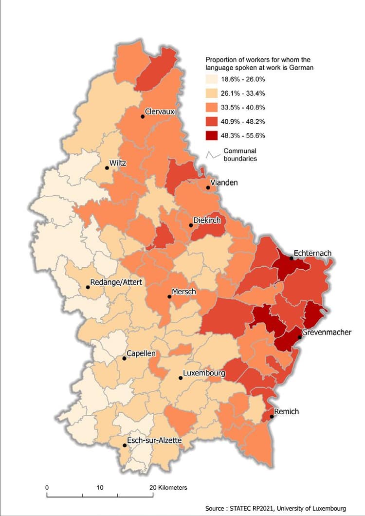 German as a working language, source: Statitstiques.lu