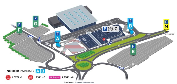 Flughafenparkplatzkarte, Quelle: Airport Parking Website