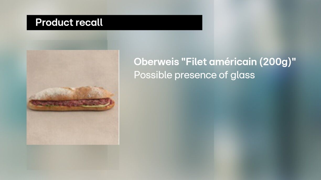 Glass shards in Oberweis sandwiches