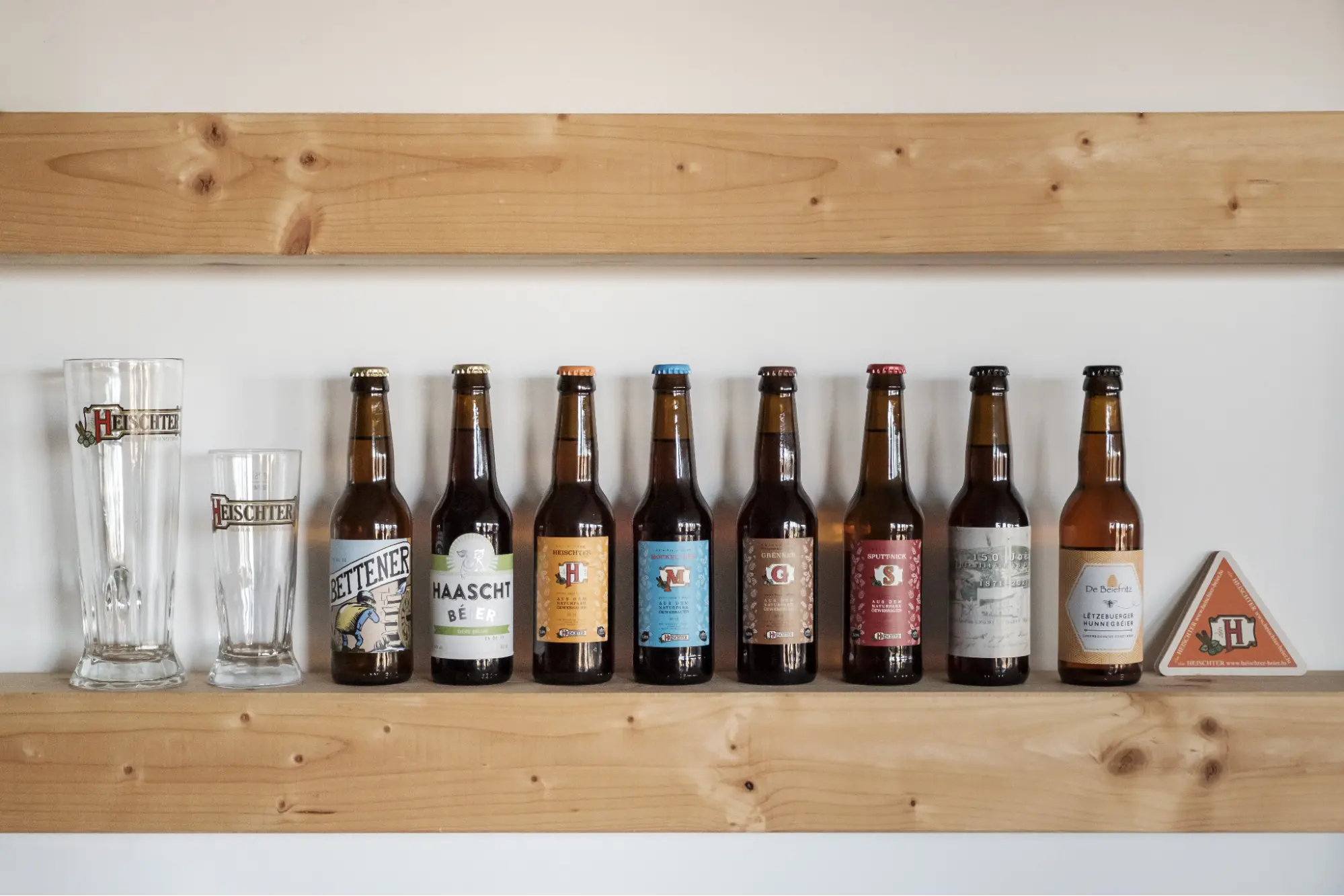 beer, bottles, glass, wall