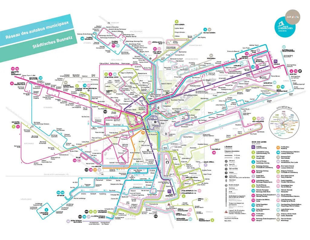 The general route map of all the lines in Luxembourg. Photo by vdl.lu.