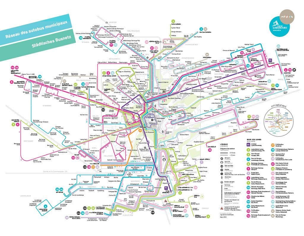 The general route map of all the lines in Luxembourg. Photo by vdl.lu.