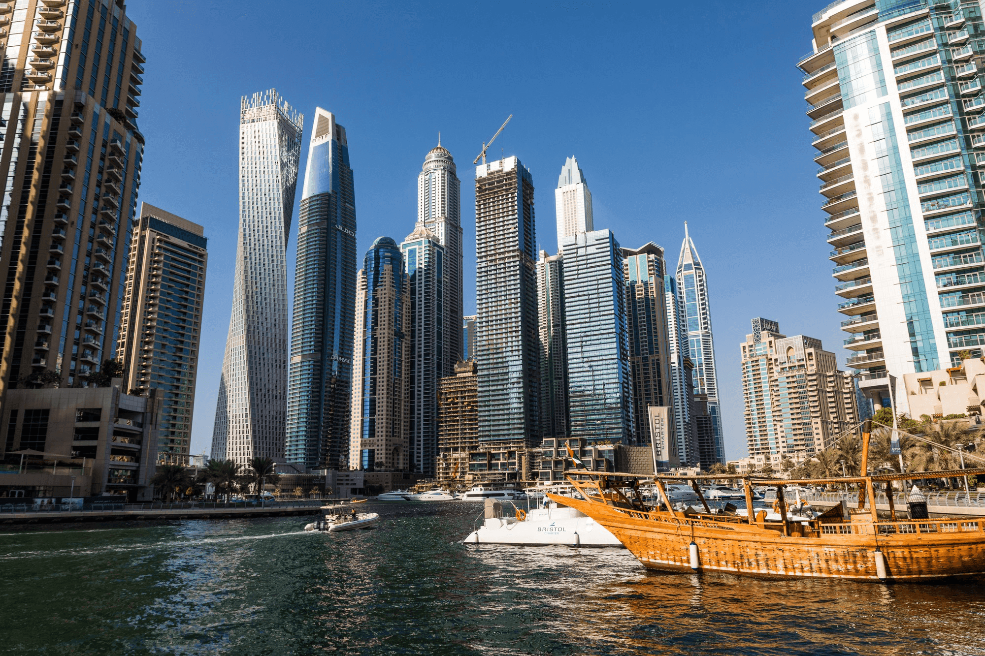 Skycrapers at dubai marina. Dubai marina at night night cityscape lights