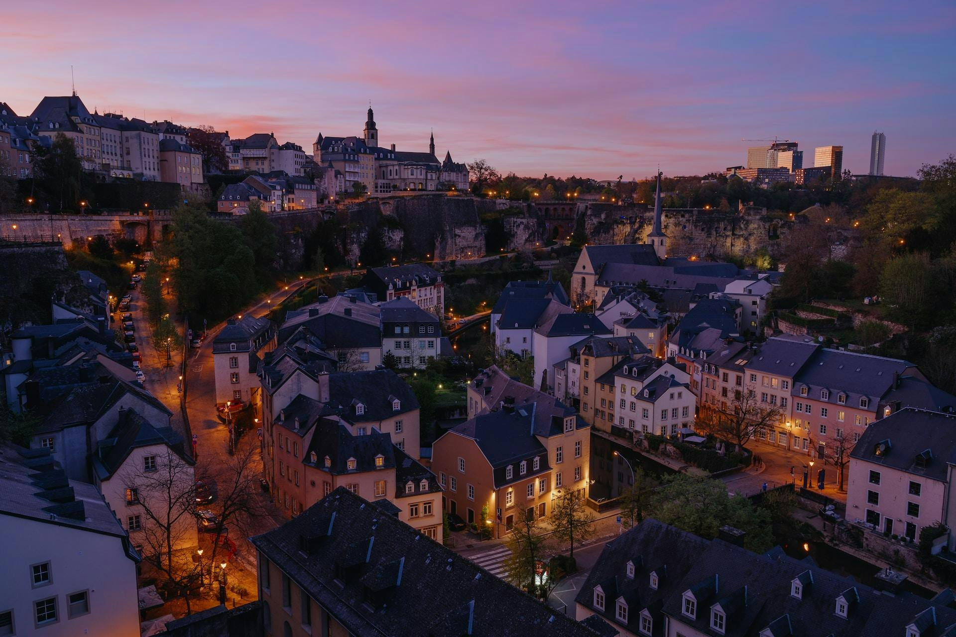 Best sities to work, Old city of Luxembourg during the night